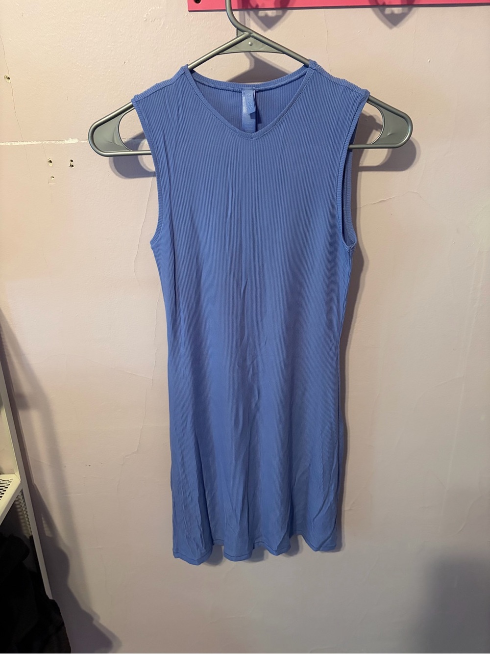 SKIMS Ribbed Skater dress with mini v neck collar